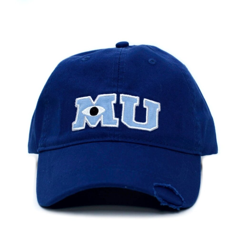 MU Applique Hat Monster Cap University Adult One-Size Royal Blue Distress